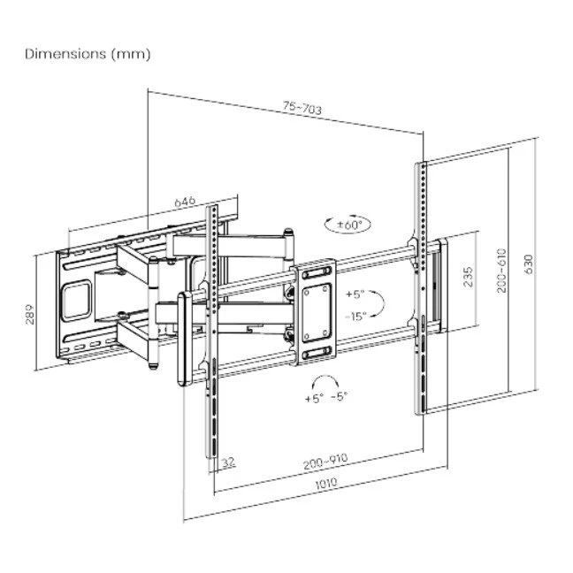 Gembird WM-120ST-01 60-120" 120 кг Кронштейн для телевізора - Зображення 4