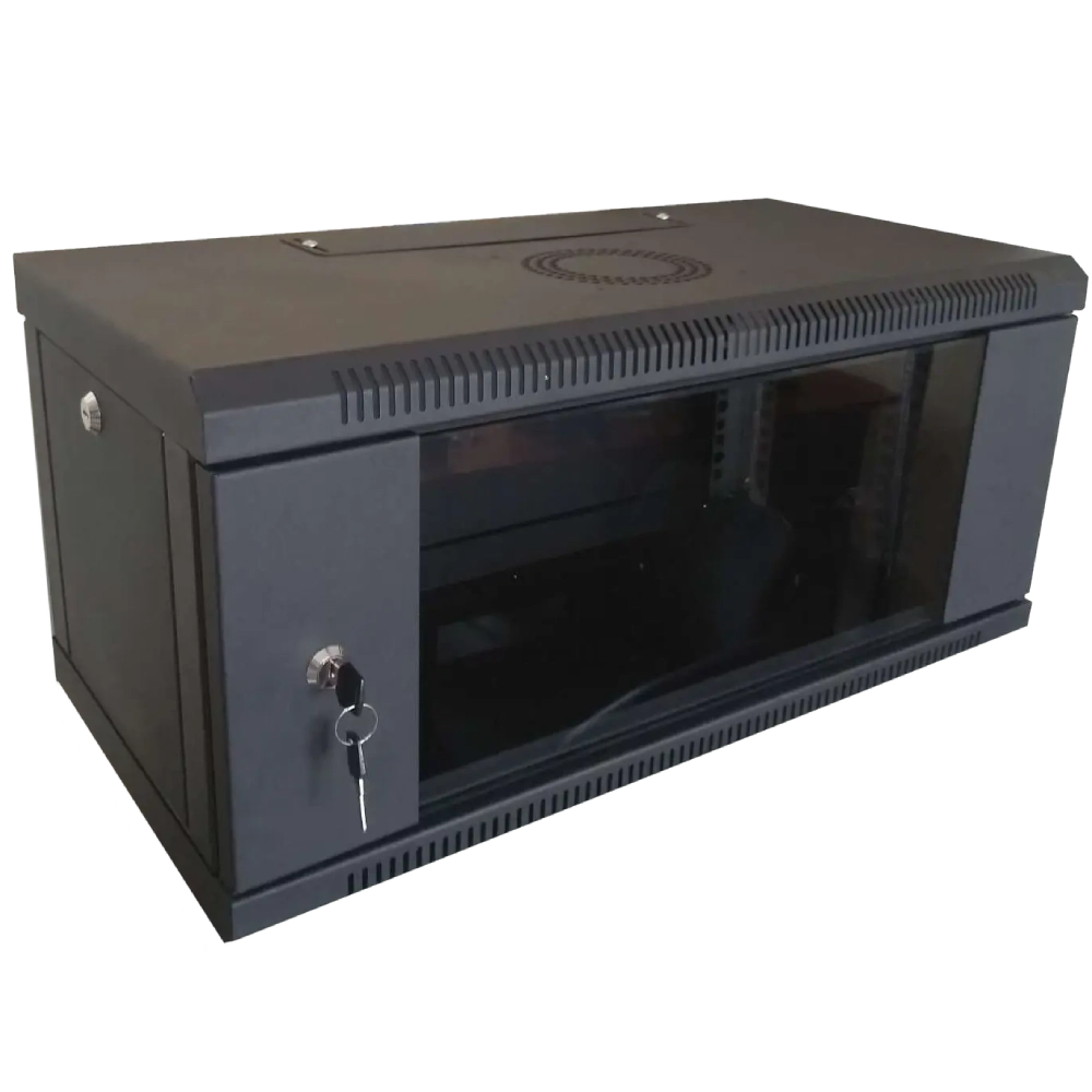 Hypernet WMNC-35-6U-FLAT-BLACK Шафа коммутаційна настінна 6U 600x350 розбірна чорна