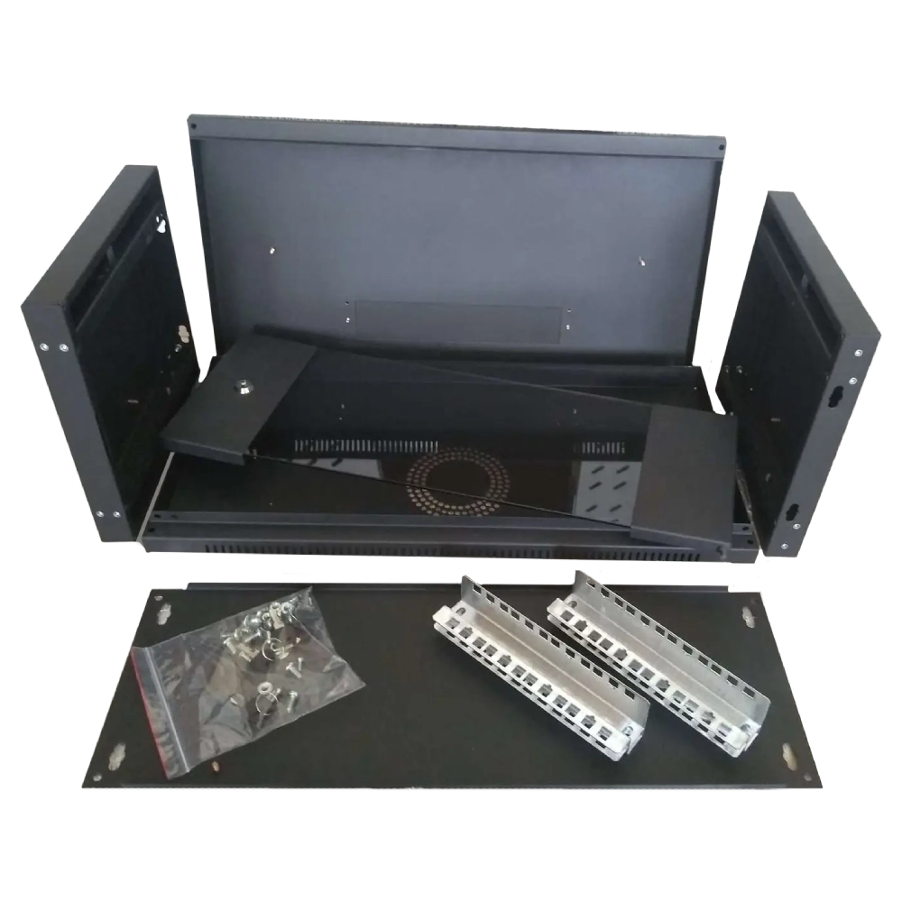 Hypernet WMNC-35-6U-FLAT-BLACK Шафа коммутаційна настінна 6U 600x350 розбірна чорна - Зображення 3