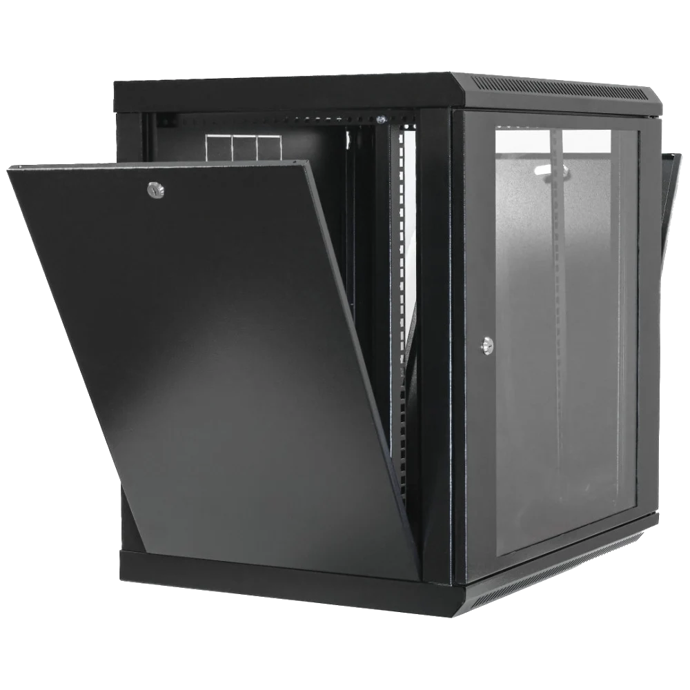 19"12U, 600х600х640мм акрилове скло, чорна Шафа