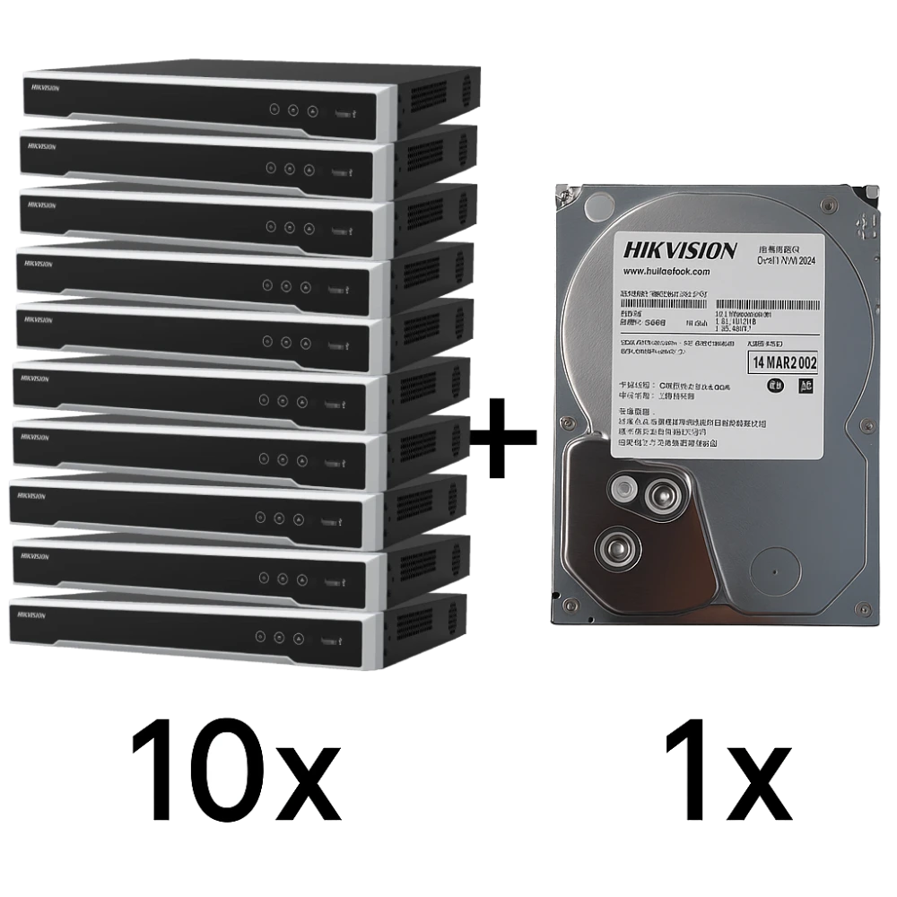 DS-7608NXI-K2(D) 10 шт + DS40HKVS-VX1 Комплект Hikvision