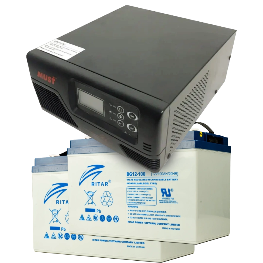 MUST EP20-R1000W + 2x 12V 100Ah DG12-100 Комплект ДБЖ + АКБ