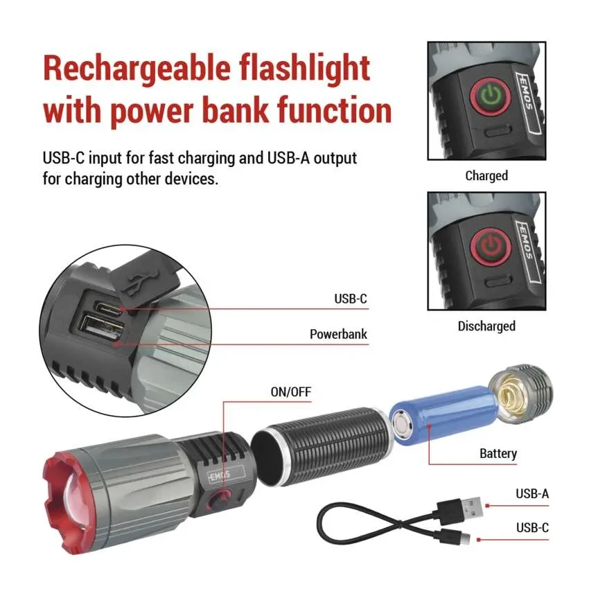 EMOS P3122 3000Lm Li-Ion 5000 мА•г Лiхтар LED - Зображення 4