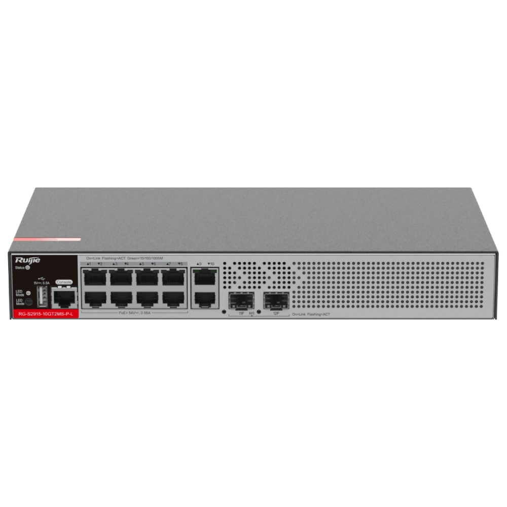 Ruijie RG-S2915-10GT2MS-P-L Layer 2+ PoE+ Комутатор 12 портів керований