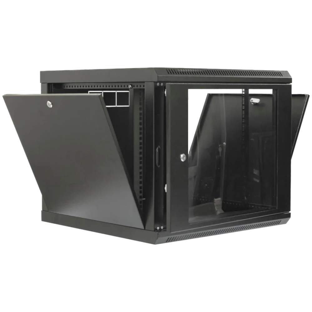 19" 9U 600x500x507мм акрилове скло чорна Шафа