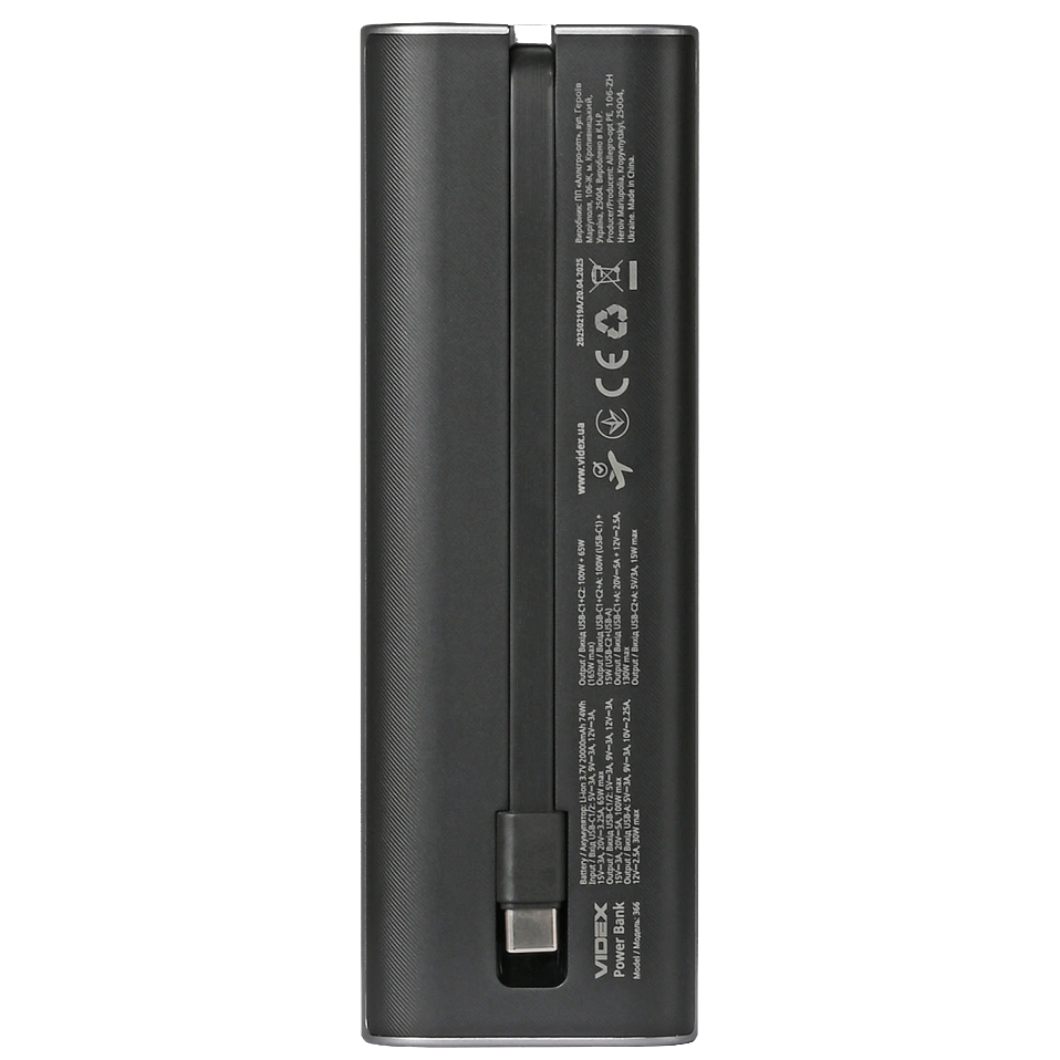 VIDEX VPB-366 PD100Вт 20000мА•г Повербанк - Зображення 3