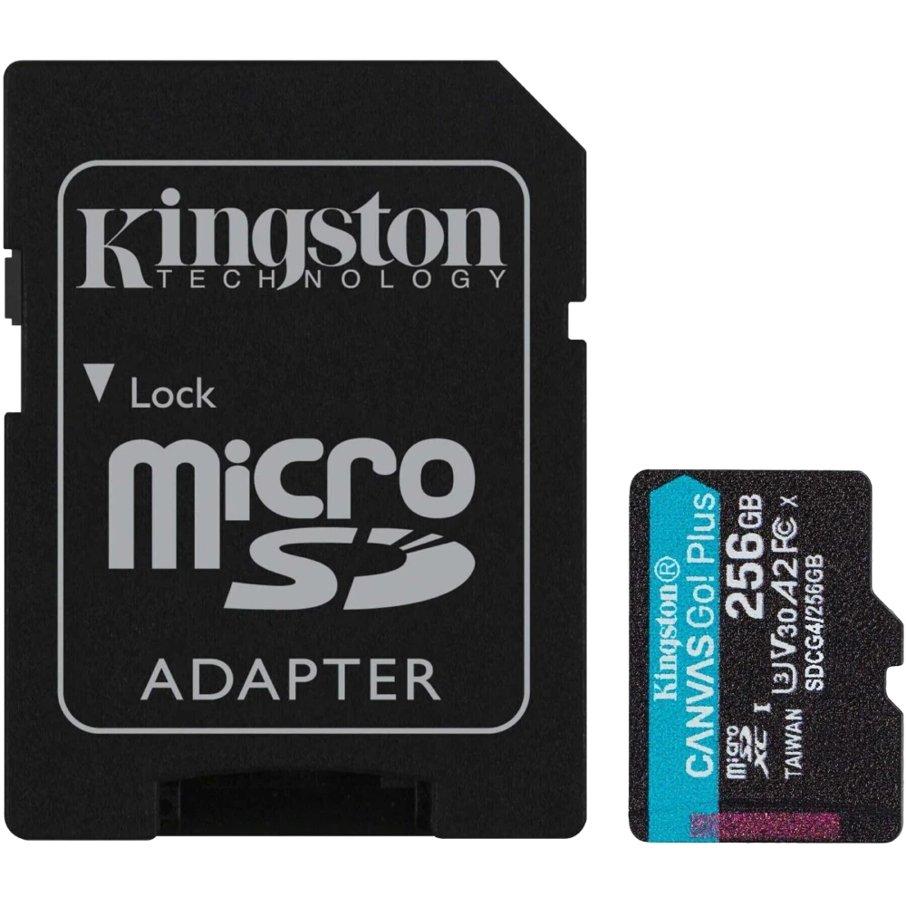 Kingston 256GB microSDXC Canvas Go Plus Gen4 A2 U3 V30 Card + Adapter Модуль флеш-пам'яті