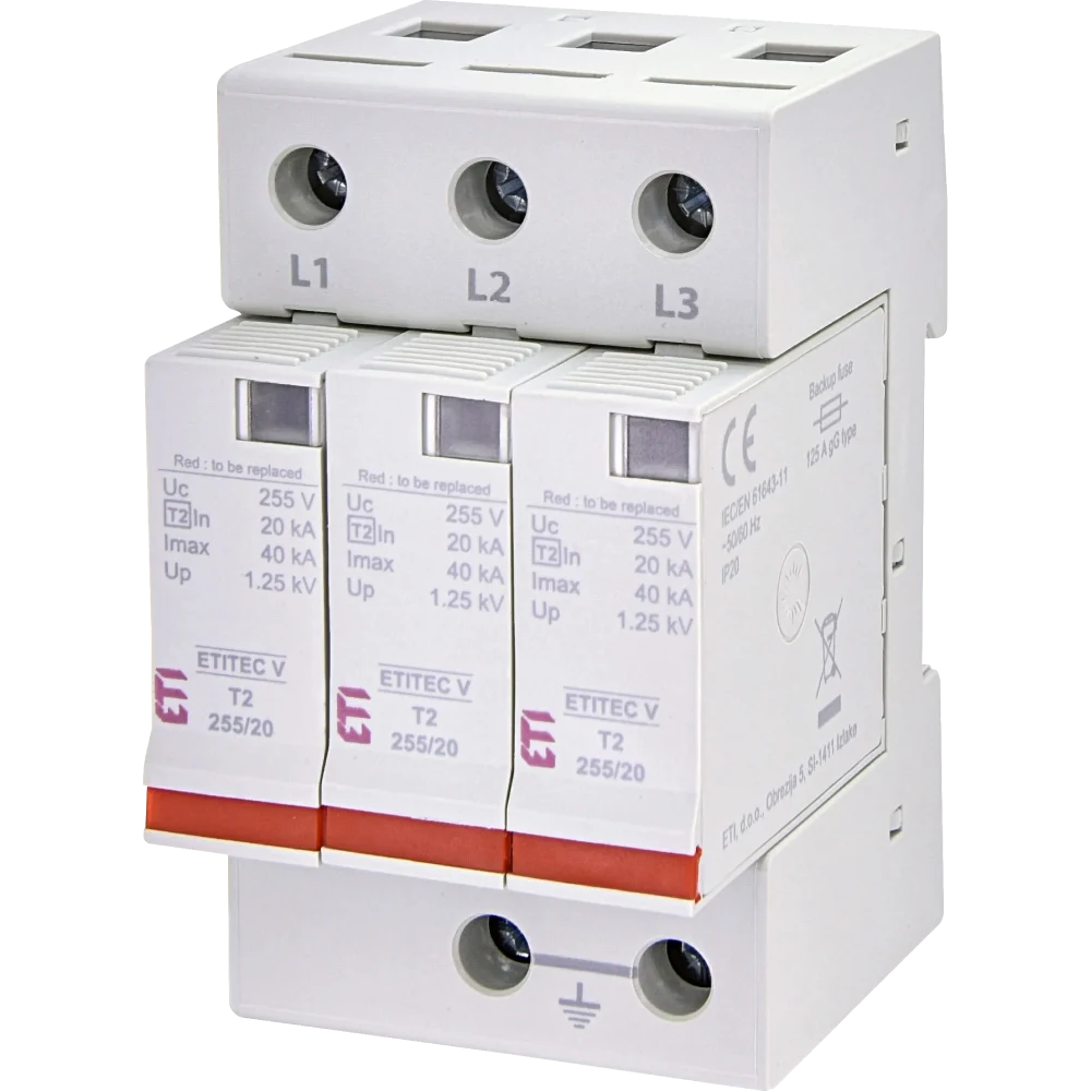 ETI TEC V T2 255/20 (3+0) Обмежувач перенапруги