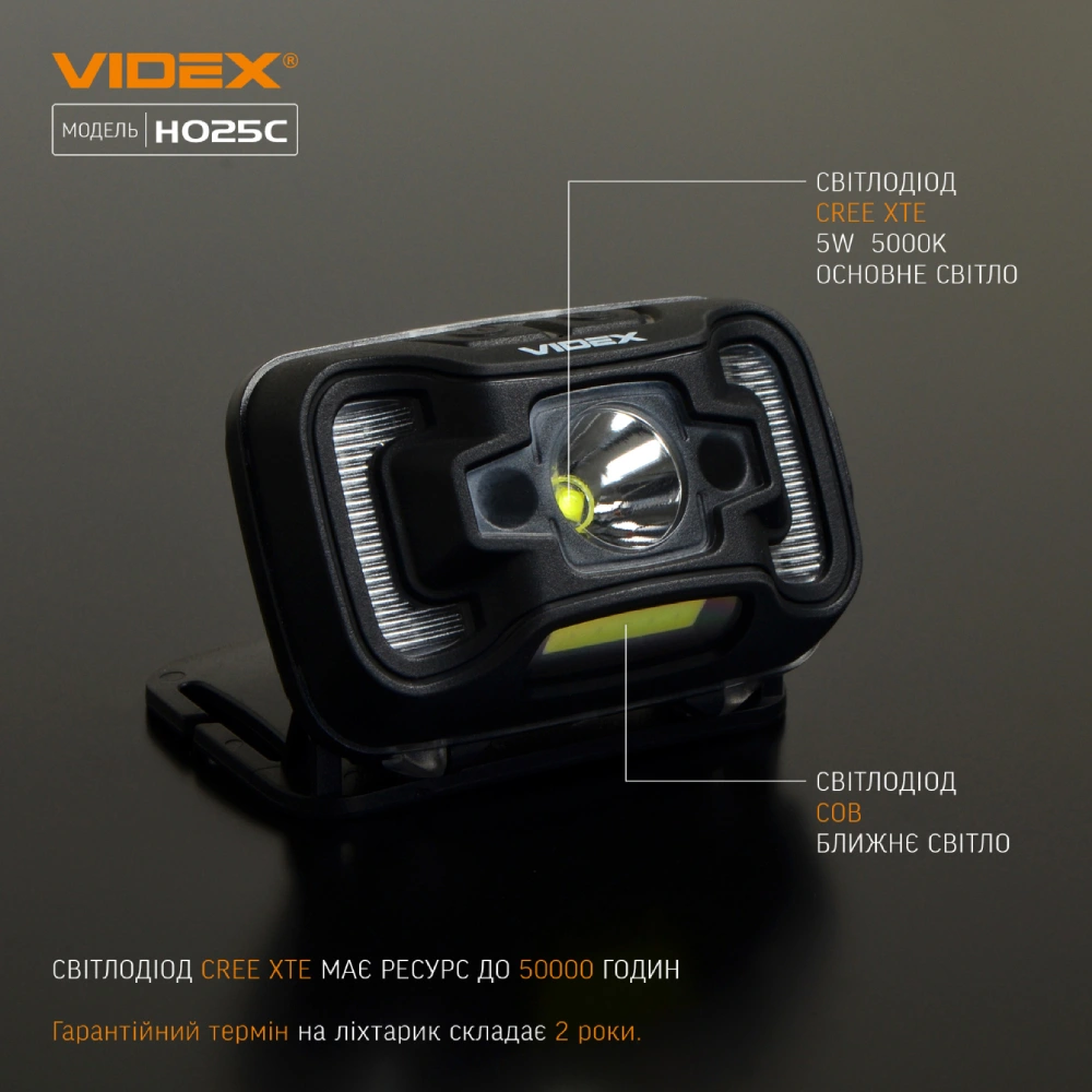 VIDEX H025C 310Lm IP65 Налобний ліхтарик - Зображення 3
