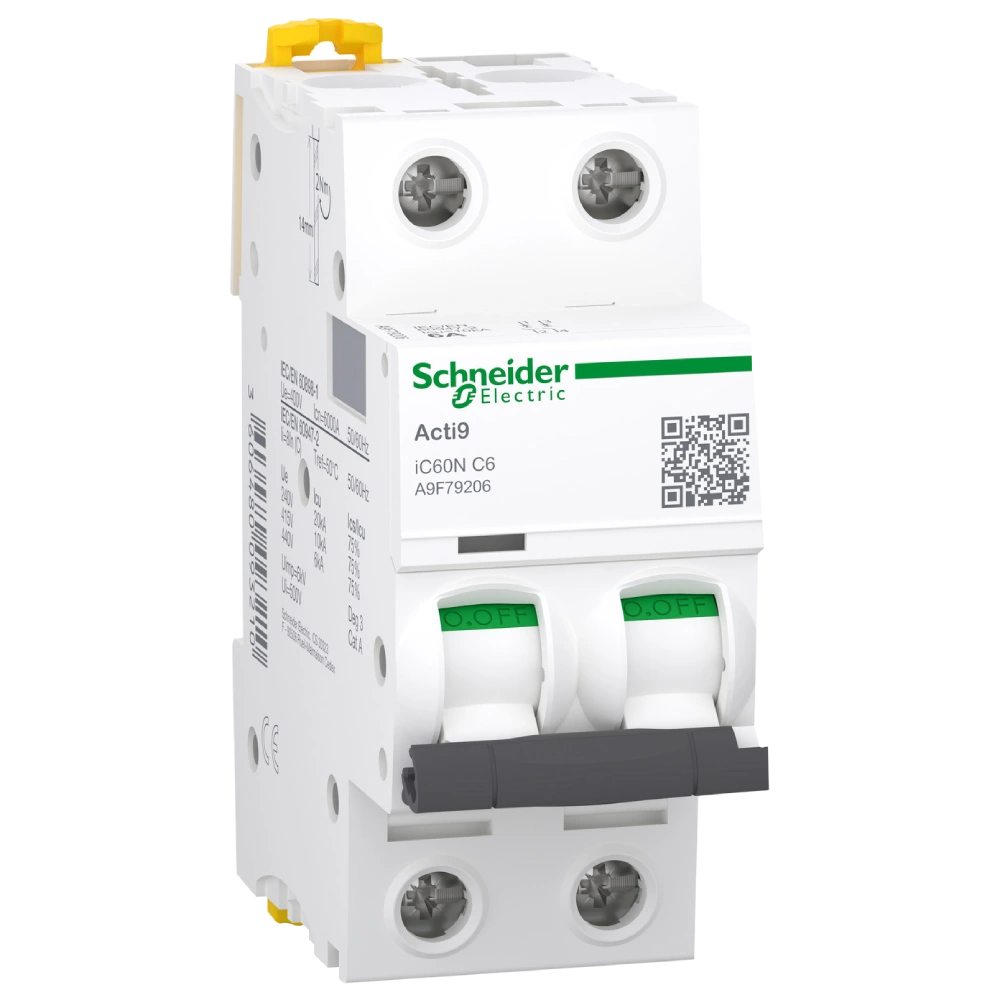 Schneider Electric A9F79206 Acti9 iC60 2P 6A C Автоматичний вимикач