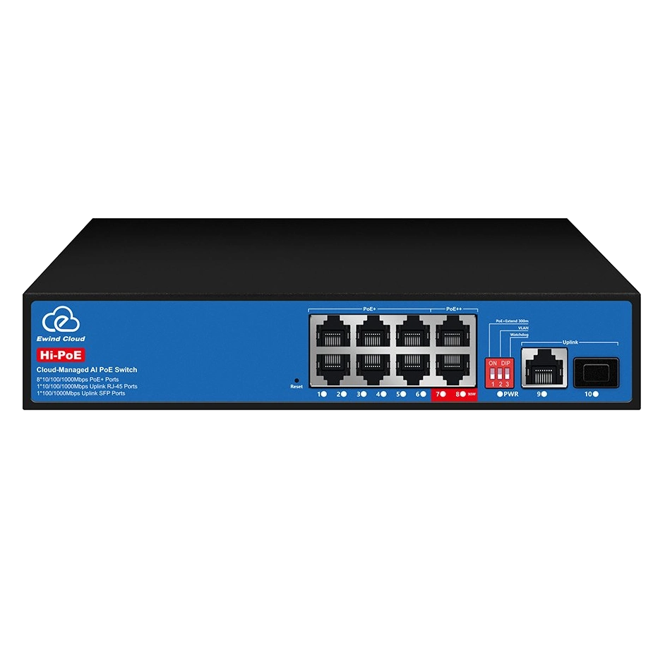 Ewind EW-ES3010CGSH-AP AI PoE Комутатор 10 портів керований хмарно