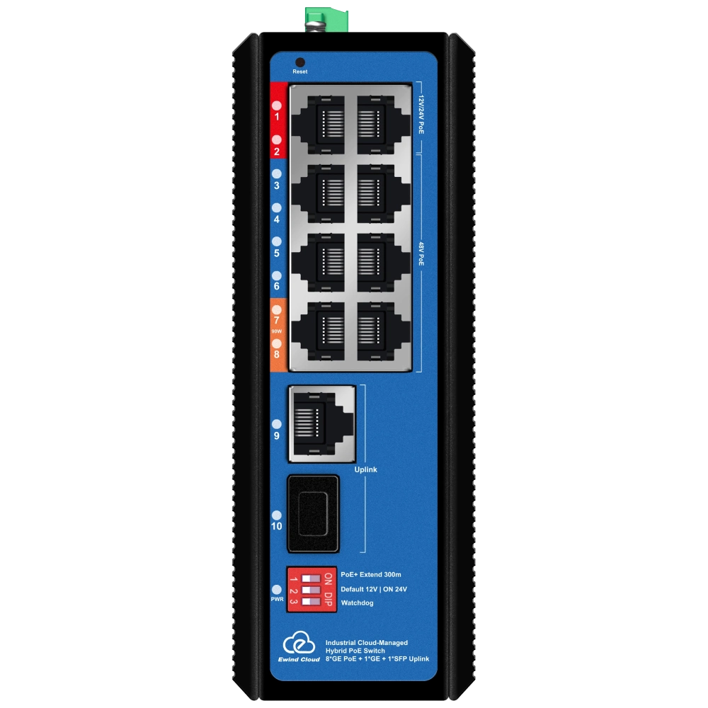 Ewind EW-EPIS3910SH-8GE AI PoE Комутатор 10 портів керований хмарно