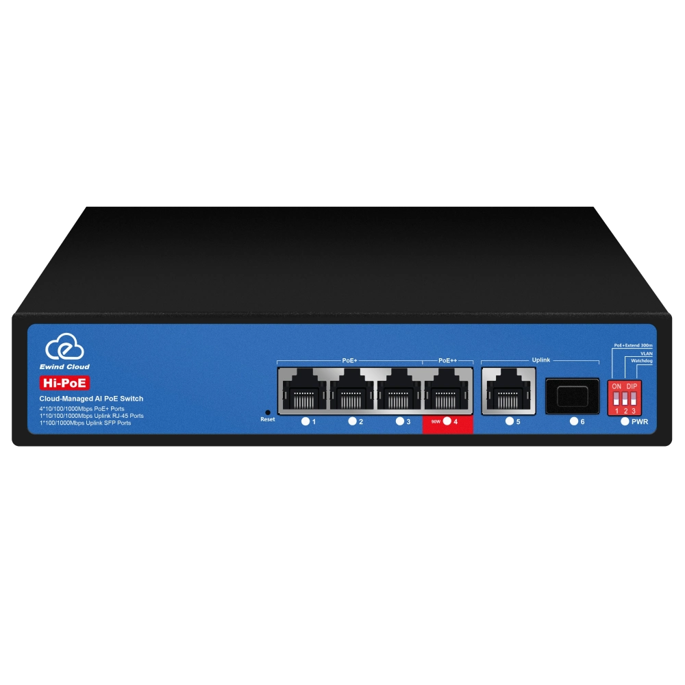Ewind EW-ES3006CGSH-AP AI PoE Комутатор 6 портів керований хмарно