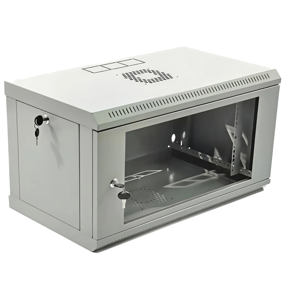 19" 6U, 600x400x373мм акрилове скло, сіра Шафа