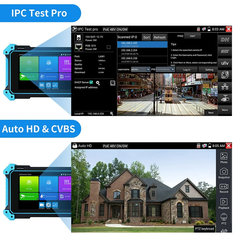 NOYAFA NF-IPC715 IP, аналог, HD-Coax, HDMI, VGA Тестер камер відеоспостереження - Зображення 5